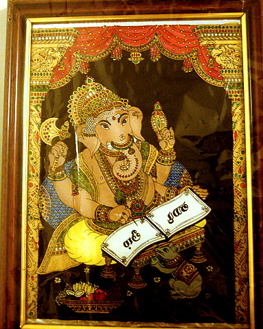 Reversed glass painting - Lord Ganesha